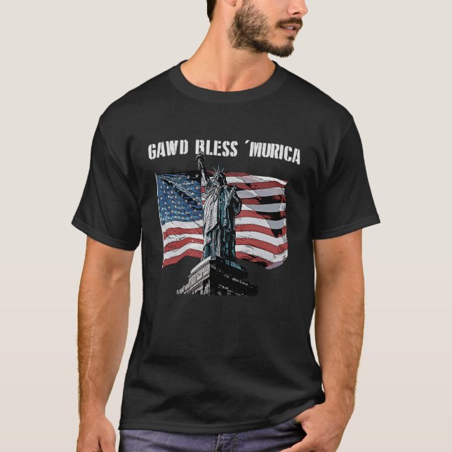 Gawd Bless Murica 4:e juli Ledamöter 4:e juli T Shirt (Framsida)