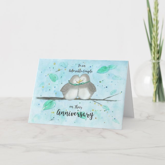 Gay Adsible lite Anniury Cute Lovebird Kort (Framsida)