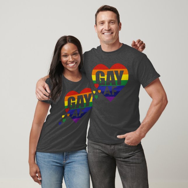 GAY AF Rainbow Heart T Shirt (Unisex)