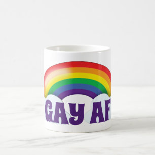 'Gay AF' regnbåge och moln Kaffemugg