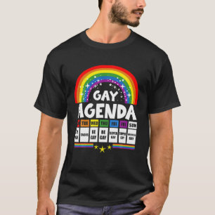 Gay Agenda Funny Queer Pride Gift Lesbisk Bi T Shirt