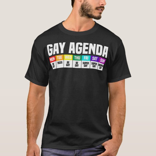 Gay Agenda Gay pride  T Shirt (Framsida)
