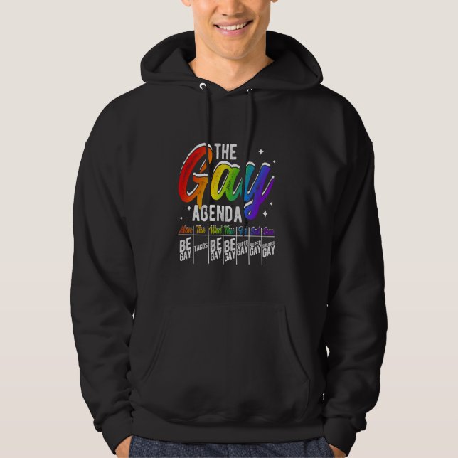 GAY AGENDA MON BE GAY TUE TACOS VAR GAY Pri Hoodie (Framsida)