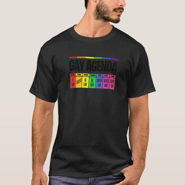 Gay Agenda Pride Lgbtq Rainbow Transgender Bisexua T Shirt (Framsida)