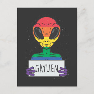 Gay Alien Boykompis Rainbow Bisexual Pride Vykort