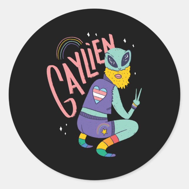 Gay Alien Runt Klistermärke (Framsida)