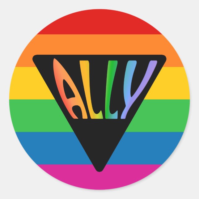 Gay Ally Triangle Runt Klistermärke (Framsida)