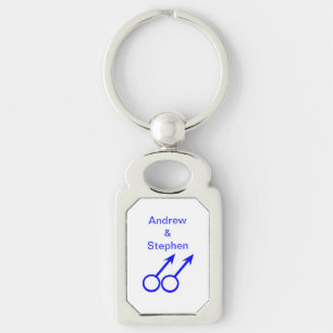 Gay Älskare Anpassade Keychain Rektangulärt Silverfärgad Nyckelring