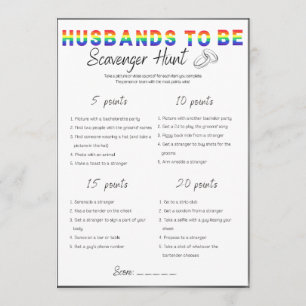 Gay Bachelor Party Game, Scavenger Hunt Inbjudningar