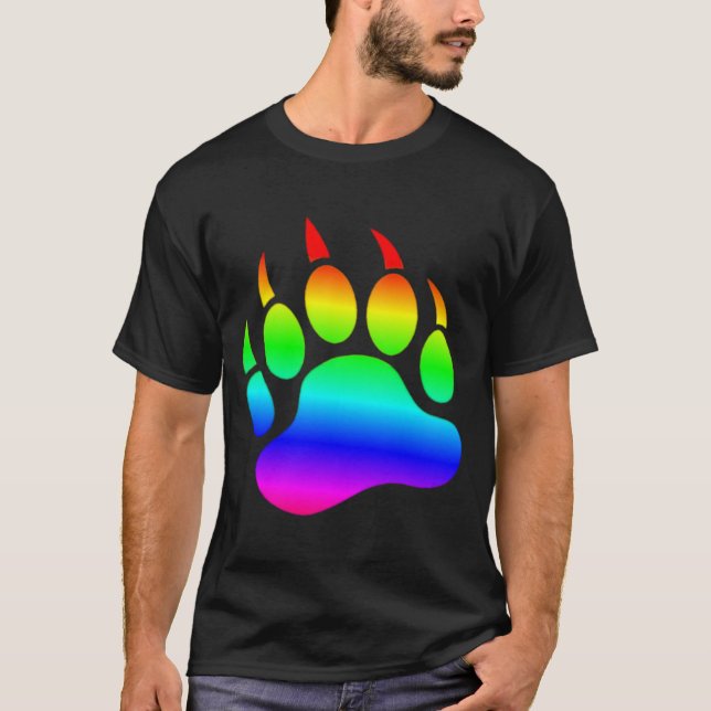 GAY BAR Gradient Bear Tass Rainbow Flagga Tee Shirt (Framsida)