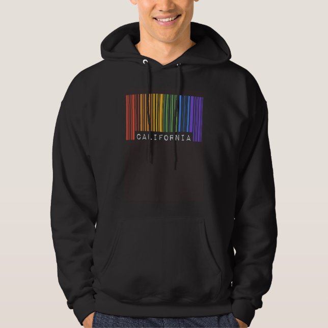 Gay Barcode California Pride LGBTQ Trendy Rainbow  Hoodie (Framsida)