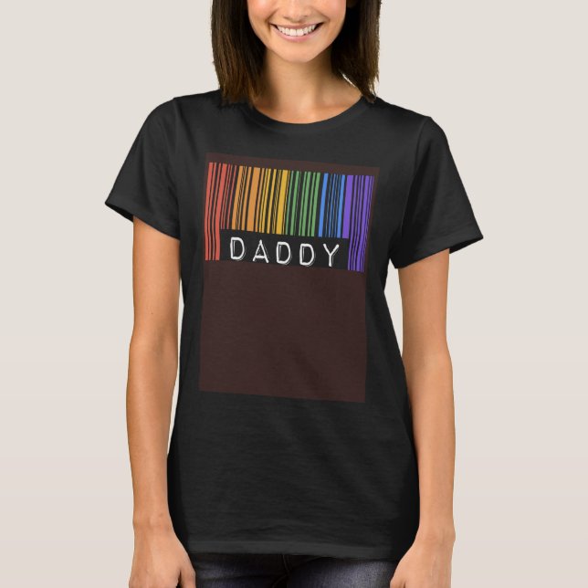 Gay Barcode pappa Trendig Rainbow Gay pride Flagga T Shirt (Framsida)
