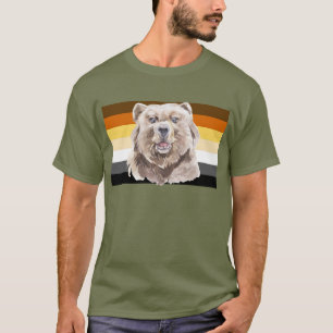 Gay Bear Flagga Brown Stripe T Shirt