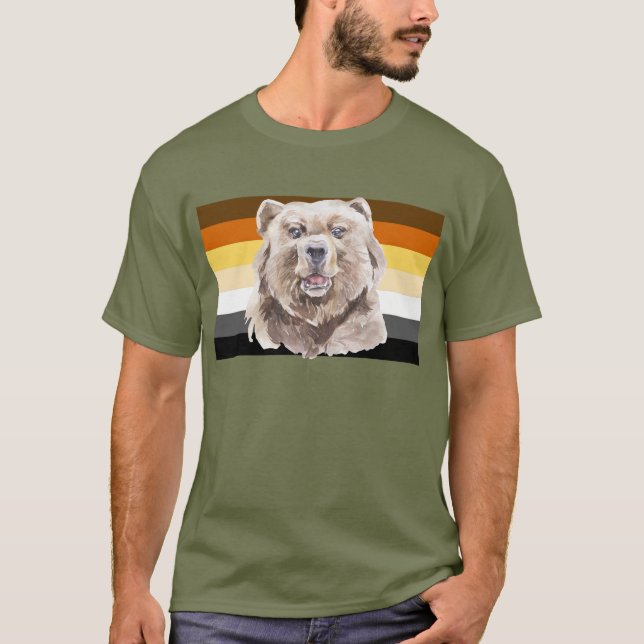 Gay Bear Flagga Brown Stripe T Shirt (Framsida)