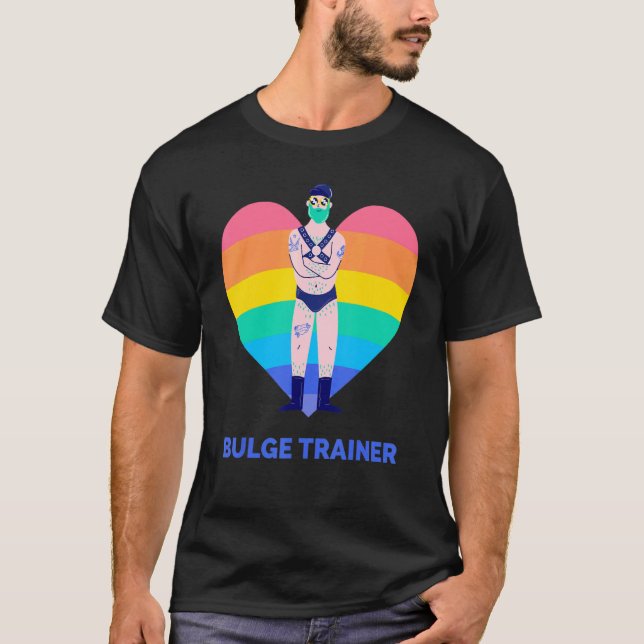 Gay Bear Gay Pappa Bulge Trainer Rainbow T Shirt (Framsida)