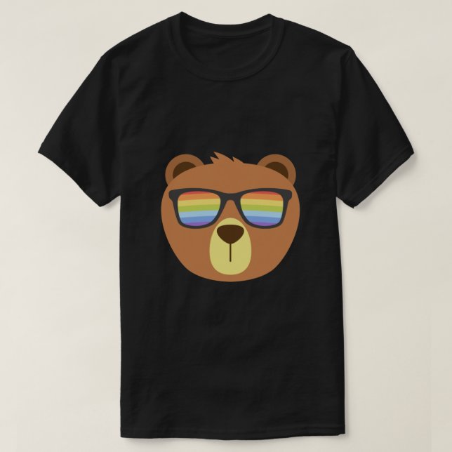 Gay Bear Lgbt Rainbow Sunglass  T Shirt (Design framsida)