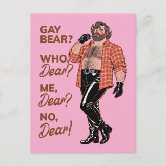 "Gay Bear? Nej, kära!" – Fräck läderbjörn Vykort