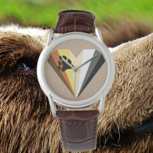Gay Bear Pride Hjärta Brun Läderrem Armbandsur