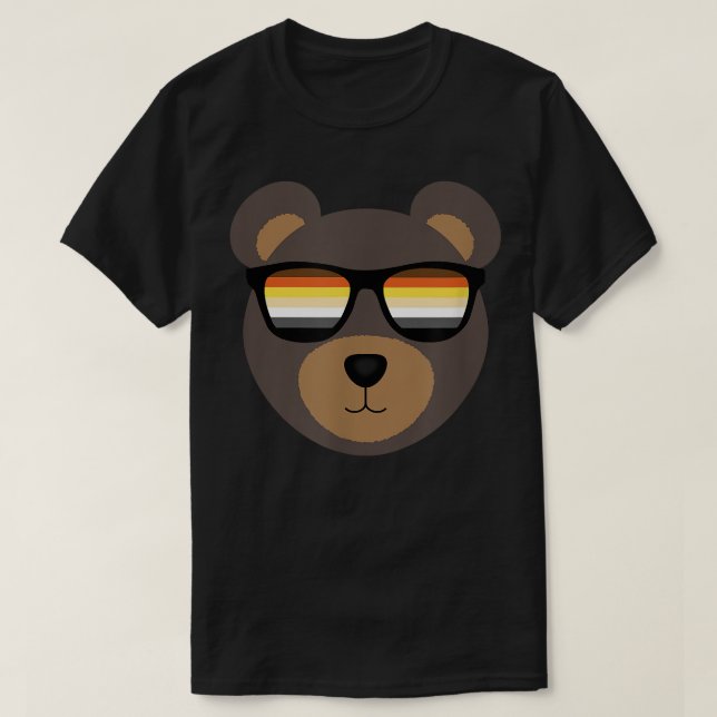 Gay Bear Sunglasses Distress T Shirt (Design framsida)