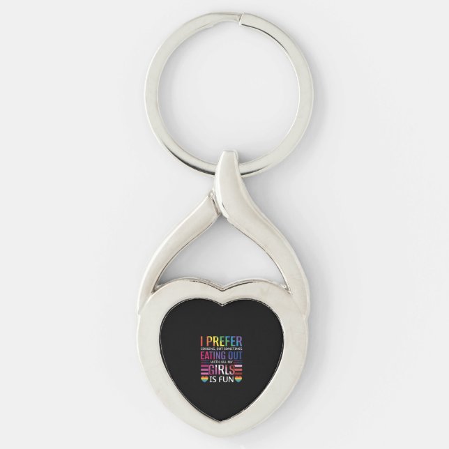 Gay Bisexual Pride Flagga HGBTQ Twisted Heart Silverfärgad Nyckelring (Framsidan)