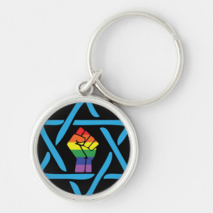 Gay Black Jewish Rund Silverfärgad Nyckelring