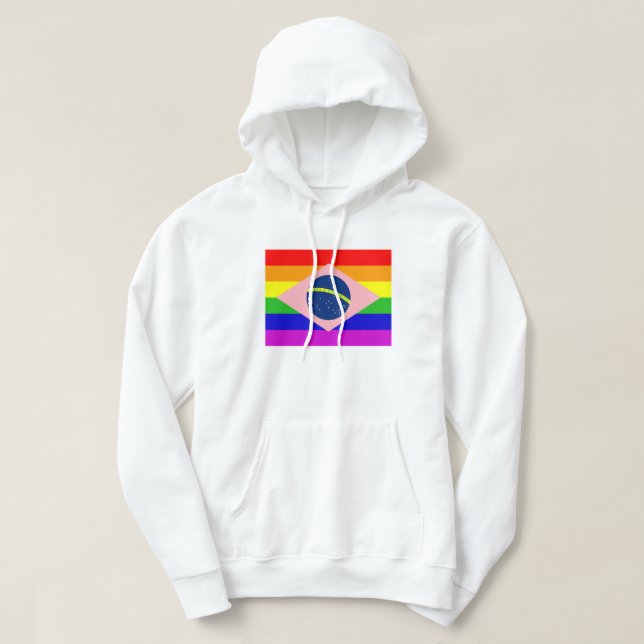 GAY BRAZIL MED RAINBOW OCH BRAZILIAN FLAGGOR MUNKJACKA (Design framsida)