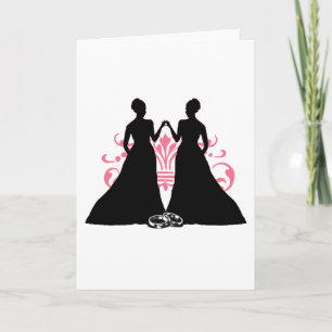 Gay Bride Rosa Lesbisk Bröllop Flourish Art Kort
