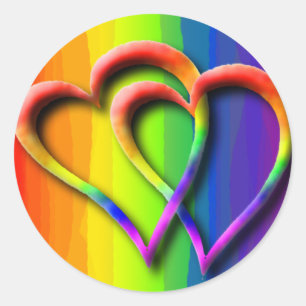 Gay Bröllop 2 Hjärtinbjudan OSA Spara Datum för Runt Klistermärke