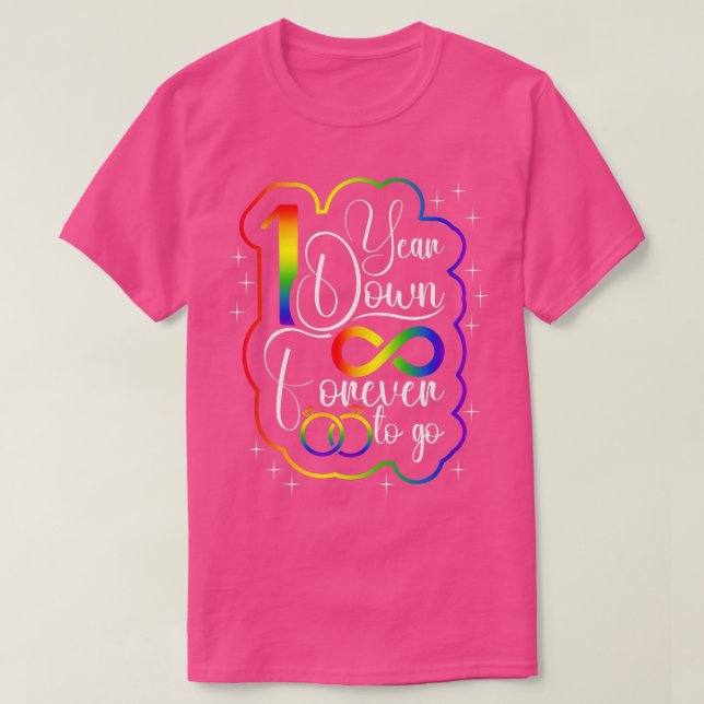 Gay Bröllop-årsdagen 1 år för att gå vidare T Shirt (Design framsida)