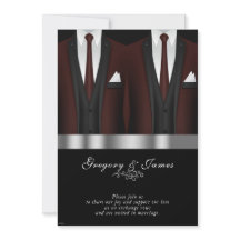 Gay Bröllop Burgundy Tuxedo Silver Black