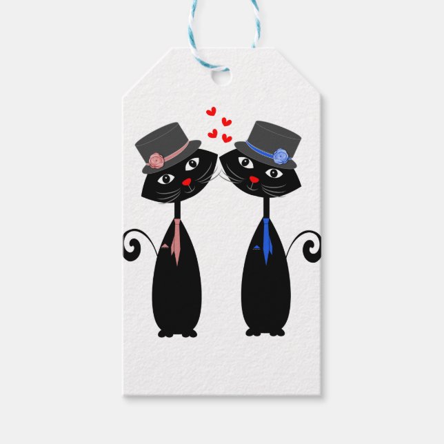 Gay Bröllop Coola Cat Mr & Grooms Presentetikett (Framsidan)