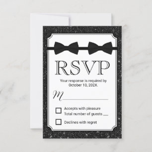 Gay Bröllop Dubbla Bow Ties Black Glitter OSA Kort