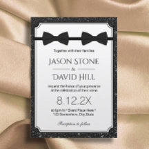 Gay Bröllop Dubbla Bow Ties Modern Black Glitter