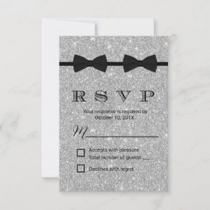 Gay Bröllop Dubbla Bow Ties Silver Glitter OSA Kort