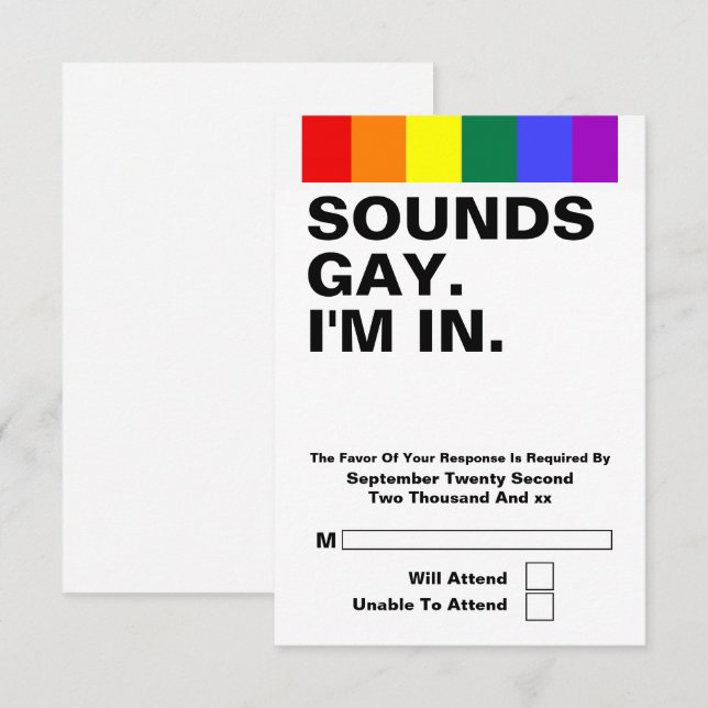 Gay Bröllop Ljud Gay IIm i OSA Kort (Fram/baksida)