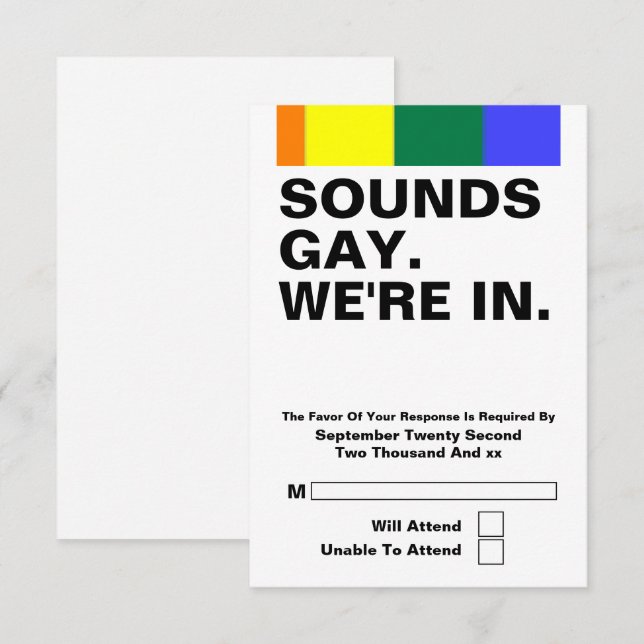 Gay Bröllop Ljud Gay vi befinner oss i OSA (Fram/baksida)
