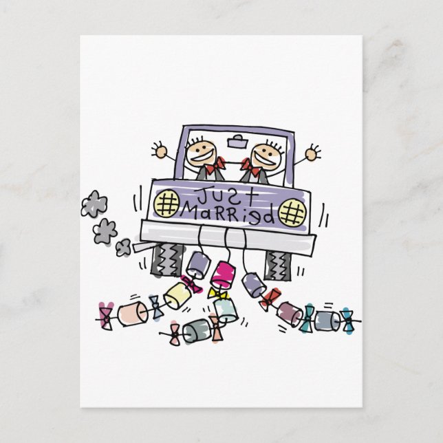 Gay Bröllop Nygifta Meddelande Vykort (Framsida)