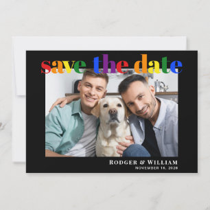 Gay Bröllop Rainbow Photo Black sparar datumet Spara Datumet