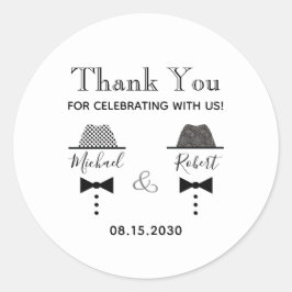 Gay Bröllop Tack Favor Runt Klistermärke