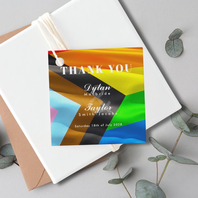 Gay Bröllops Pride Flag Typografi Tack Gåvor Etiketter (Skapare uppladdad)