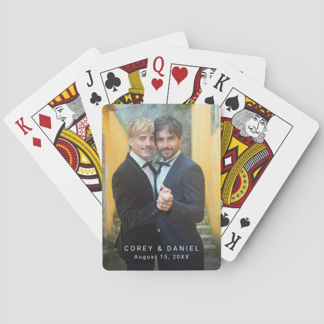 Gay Bröllopsfoto Två Brudgummar Casinokort (Baksidan)