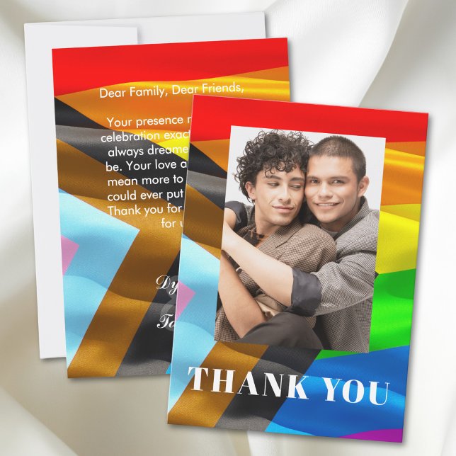 Gay Bröllopsstolthetsflaggans Typografi Foto Tack  Kort (Skapare uppladdad)