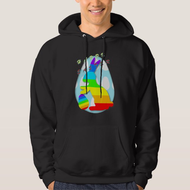 Gay Bunny Påsk Day Egg Hunting Season Bunny Öster Hoodie (Framsida)