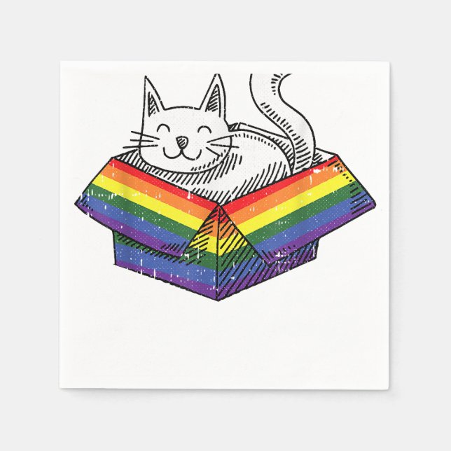 Gay Cat Pride Rainbow Cute Kitten Kattunge Proud L Pappersservett (Framsidan)