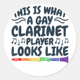 Gay Clarinet Player HGBTQ Rainbow Instrument Runt Klistermärke