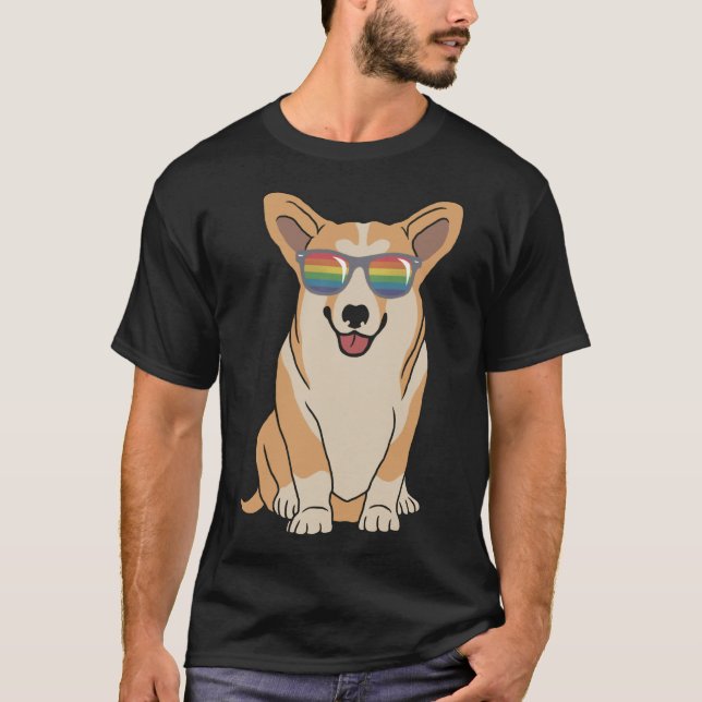 Gay Corgi Hund T Shirt (Framsida)