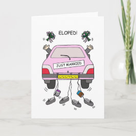 Gay Couple Elopement Car och Bouquets Kort