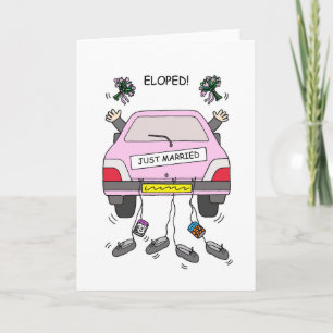 Gay Couple Elopement Car och Bouquets Kort
