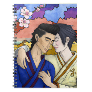 Gay Couple i Stil i Ukiyo-e Japansk konst Anteckningsbok