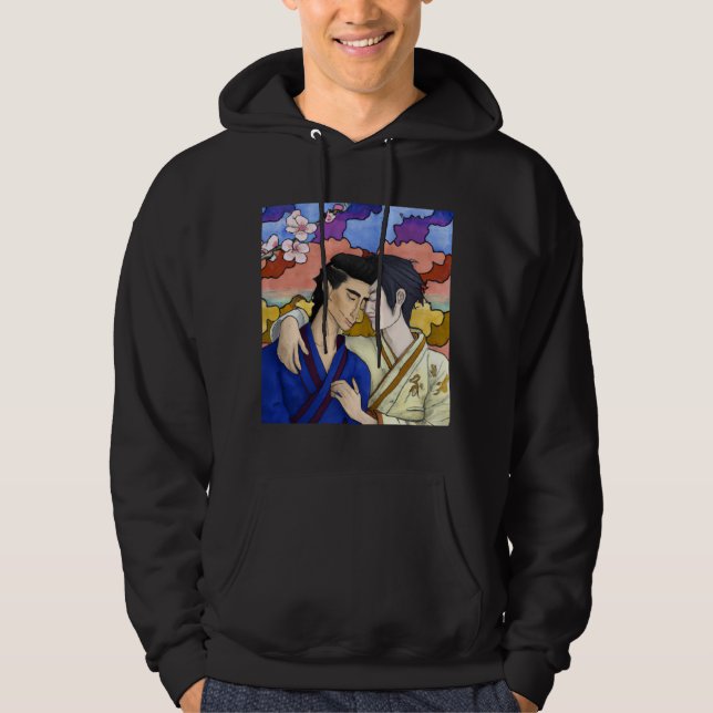 Gay Couple i Stil i Ukiyo-e Japansk konst Hoodie (Framsida)